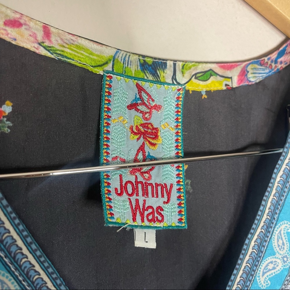 Johnny Was | Dibble Boho Patchwork 100% Silk Maxi Dress Size: Large - Picture 6 of 10